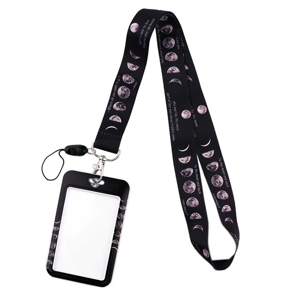 

YL134 Lunar eclipse Moon Key Lanyard Badge Holder Keychain Personalise Office ID Card Pass Gym Mobile Phone Student Gifts