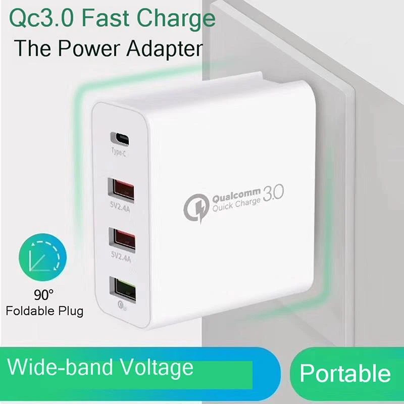 

Зарядное устройство Vogek PD с несколькими USB-портами, штепсельная вилка стандарта США и ЕС, зарядное устройство PD + QC3.0 2,4 А, быстрая зарядка, Тип ...