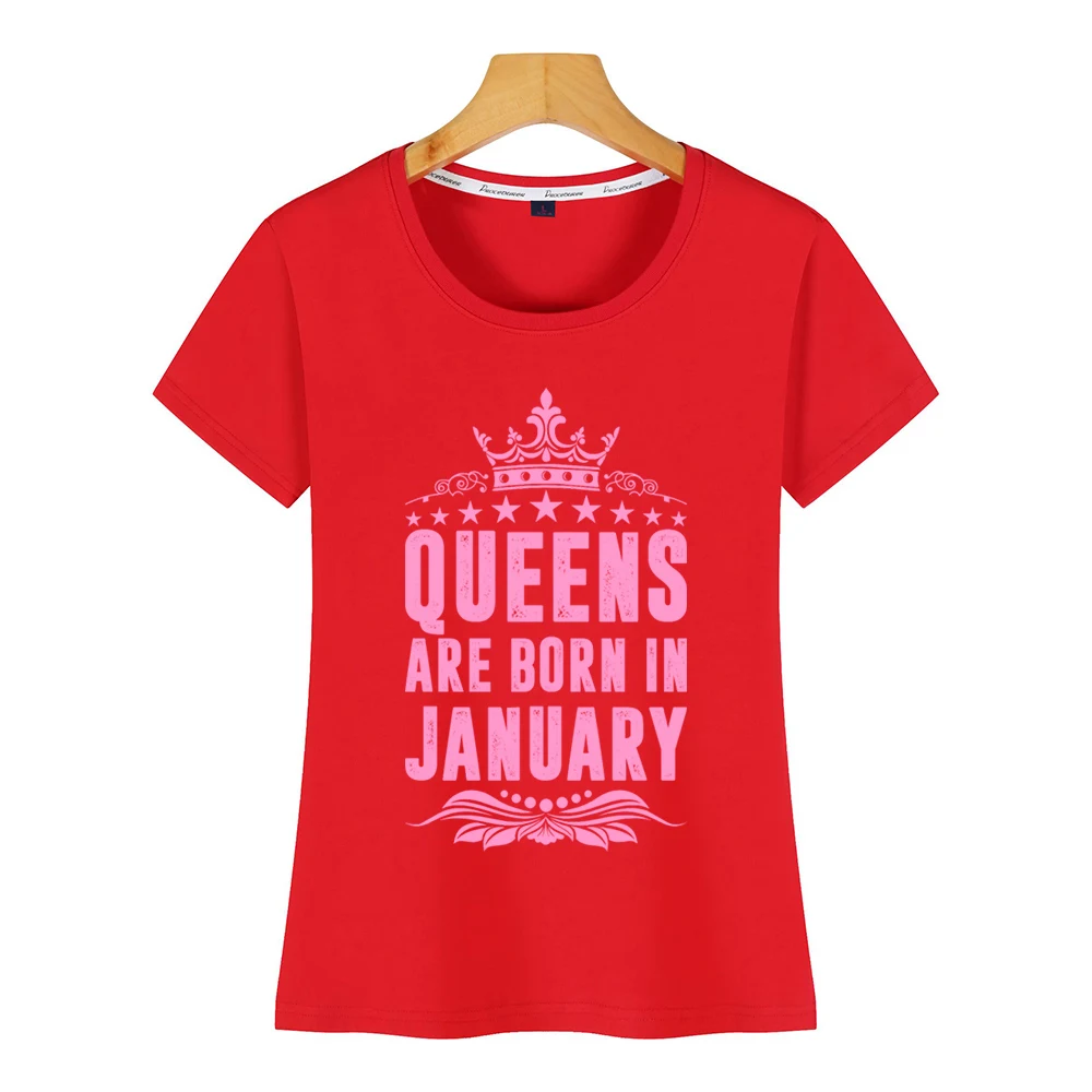 Топы футболка женская queens are born in January Summer Harajuku короткая футболка|Футболки| |