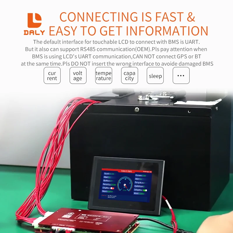 Смарт BMS аксессуар bluetooth USB к UART RS485 кабель CANbus плата питания сенсорный ЖК-экран для