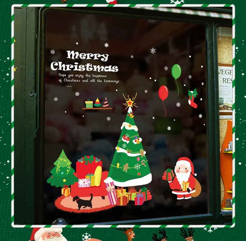 

Christmas Tree Decoration] Wall Sticker Third Generation Removable Wall Sticker PVC Transparent Film Ear Print