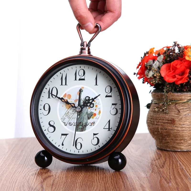 Cute Alarm Clock Mute Bedside American Country Retro Nostalgic Bedroom European Multifunctional Metal | Дом и сад