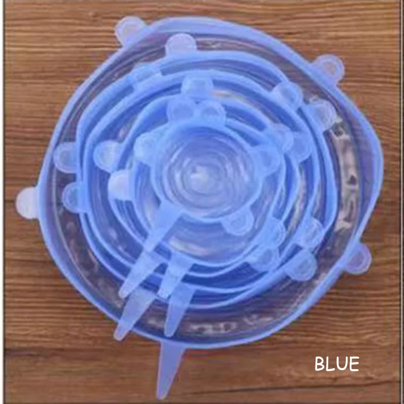 Blue Кристальный чехол силиконовый супница уплотнение с пленочным покрытием Еда топ класса многоцелевой универсальный безопасности Носилки 6 шт./компл - Цвет: Blue