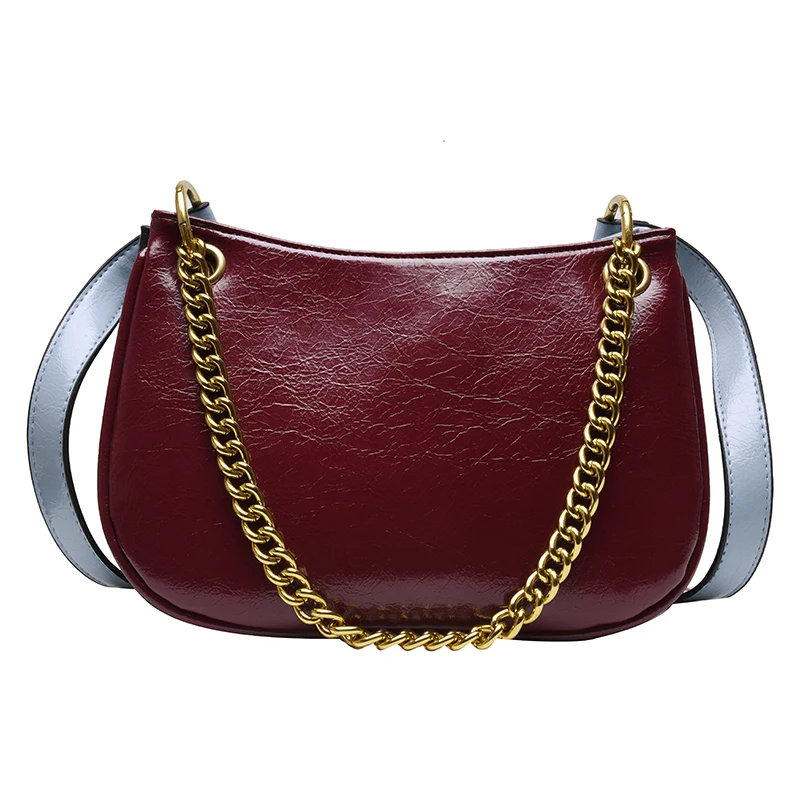 

Contrast Color Chain Tote Bag 2021 Fashion New High Quality PU Leather Women's Designer Handbag Casual Shoulder Messenger Bag