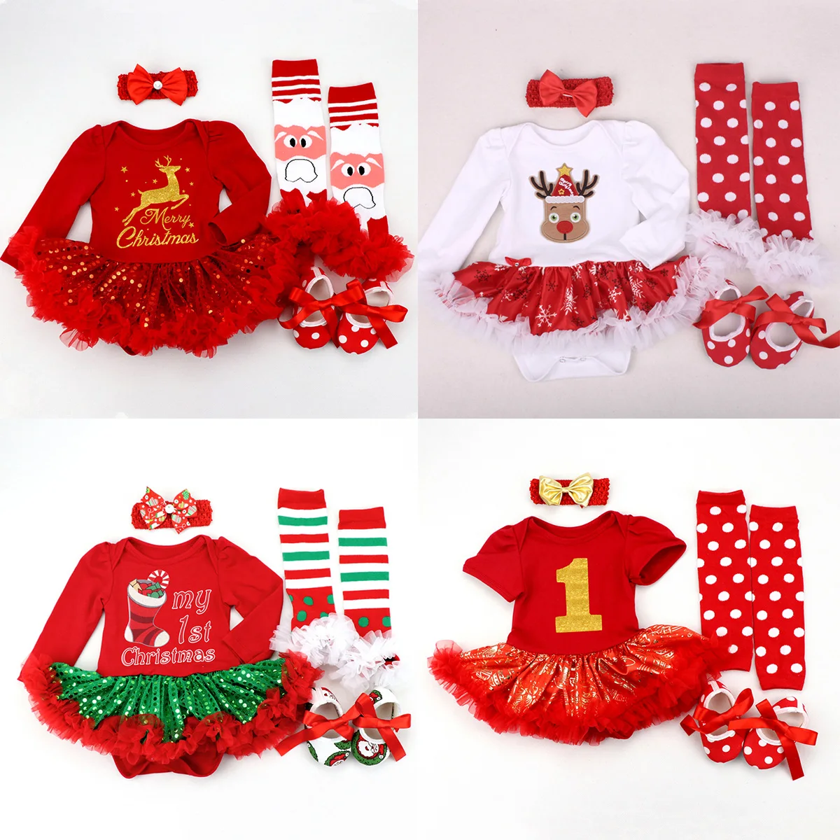 Рождественская одежда для маленьких девочек мой первый Рождественский костюм