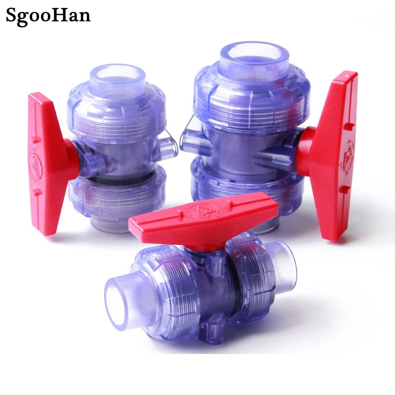 

1PC 20mm ~ 63mm UPVC Union Ball Valve Transparent PVC Pipe Fittings Garden Irrigation Aquarium Fish Tank Globe Connectors