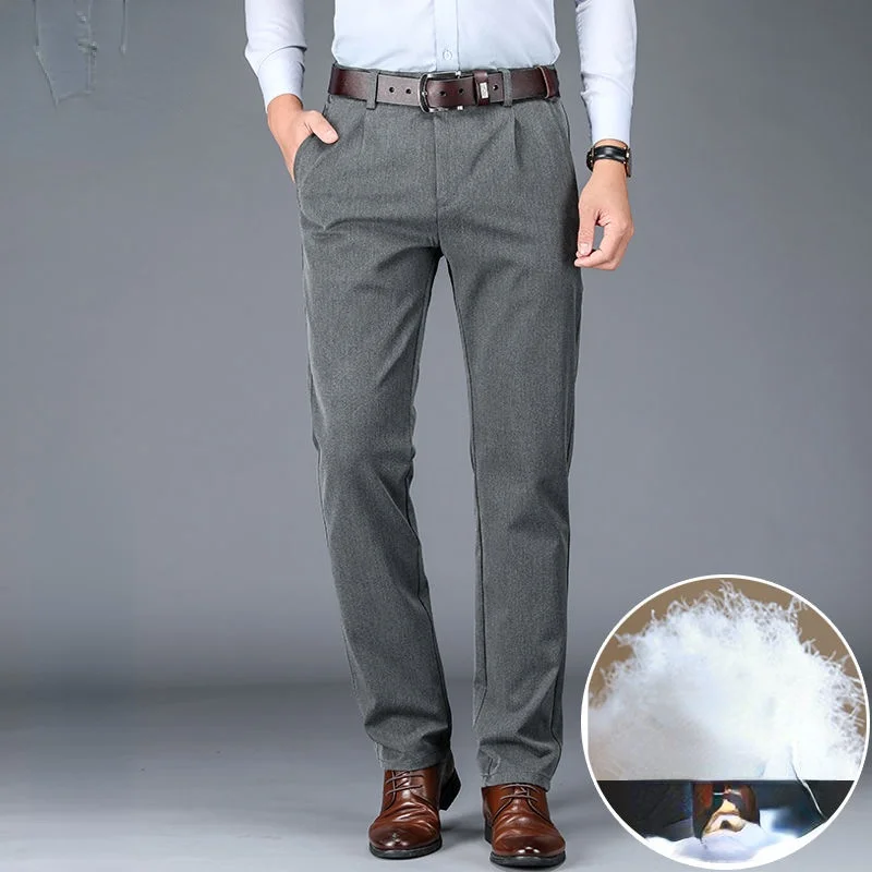 

2021 Autumn Winter Men's New Thicken Warm Casual Pants Men Business Straight Long Pants Male Solid Down Cotton Trousers O699