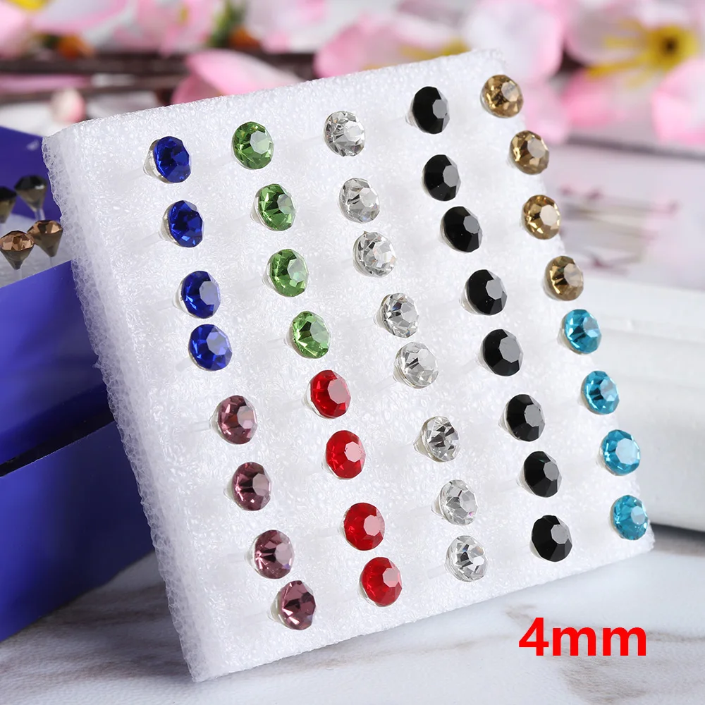 12 Pairs B 6/12 пар, серьги-гвоздики для женщин, изысканные геометрические кристаллы, элегантные свадебные серьги, Femme, модные ювелирные серьги, набор - Окраска металла: 12 Pairs B