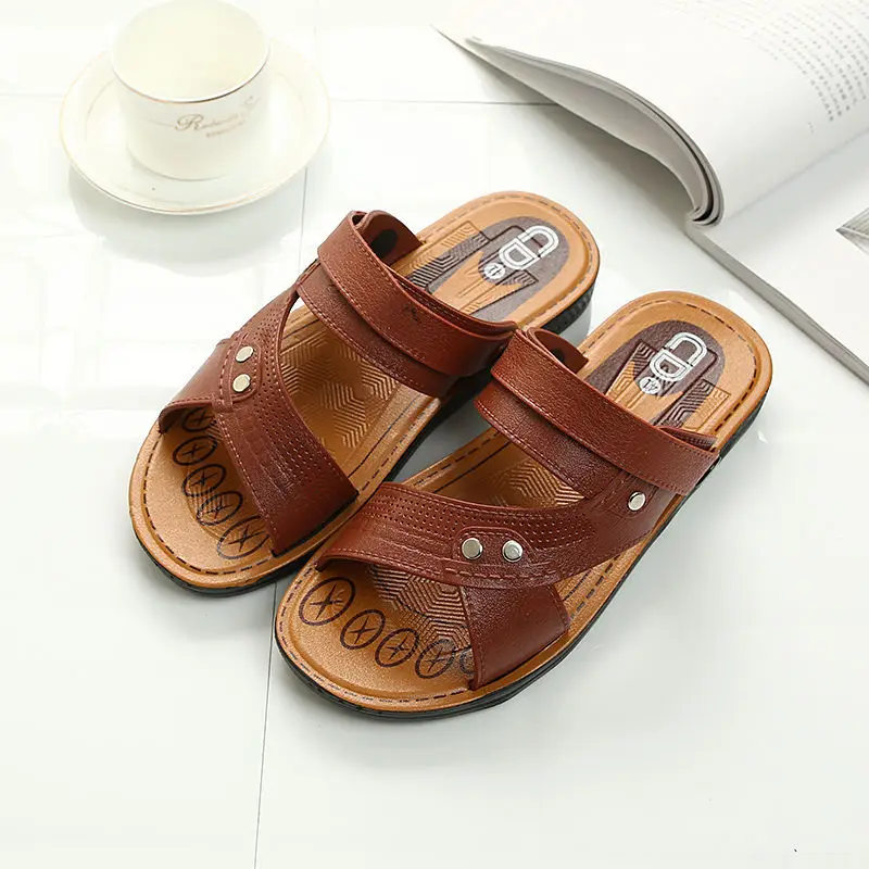 

38-45 Large Size Sandals Men's Summer Shoes Youth Beach Shoes Dual-Use Middle-Aged Sandals And Slippers Men's Sandals Dad Shoes