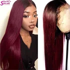 Перуанские прямые 1b 27 Омбре человеческие волосы Wigs1b 99j медовый блонд бордовый 30 двухцветный цвет 13х4 Remy кружевные фронтальные человеческие волосы парики
