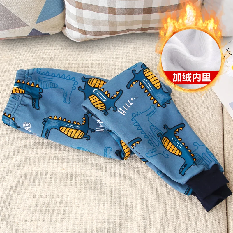 Осенне-зимние детские брюки для мальчиков и девочек плюс бархатные леггинсы