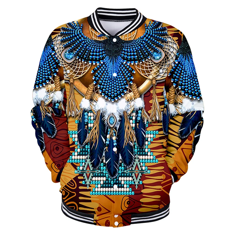 

New Native Indian Tribe Wolf 3d Baseball Jacket Coat Men Women Hoodie Sweatshirts Long Sleeve Pocket Button Hoodies Jackets Tops