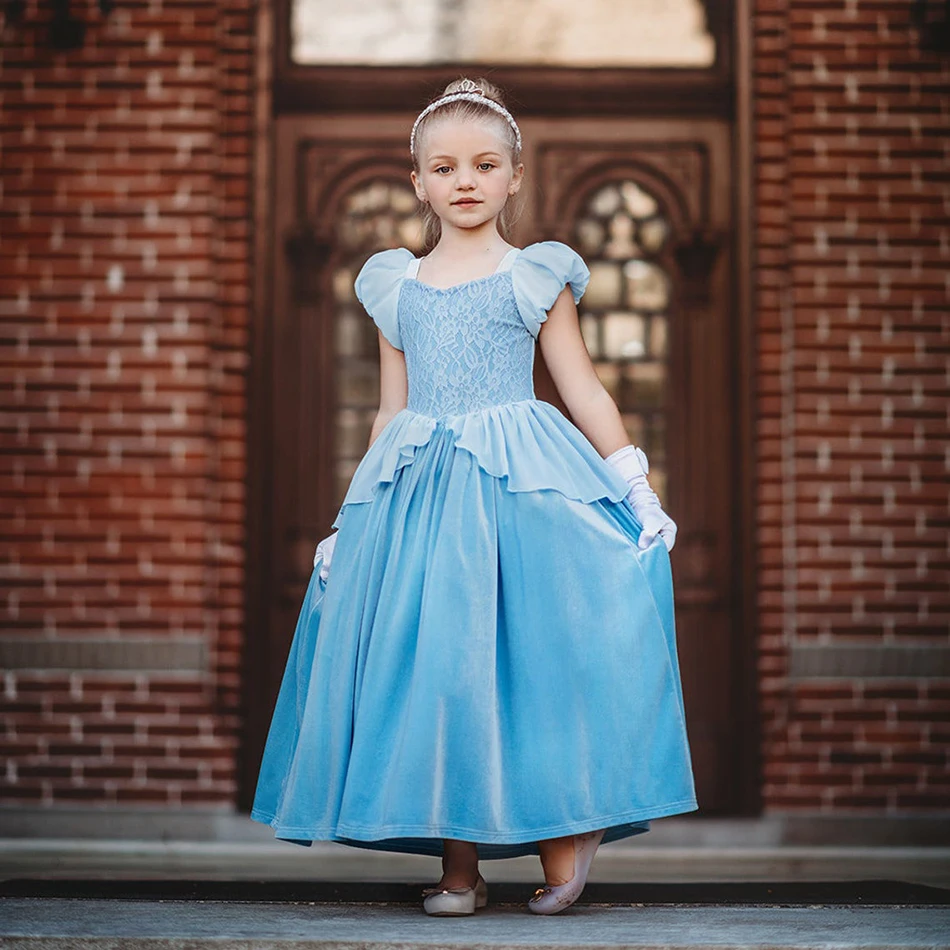 

Cinderella Princcess Kids Cosplay Toddler Girls Elsa Anna Cotton Daily Casual Dress Children Clothes For 2-10T