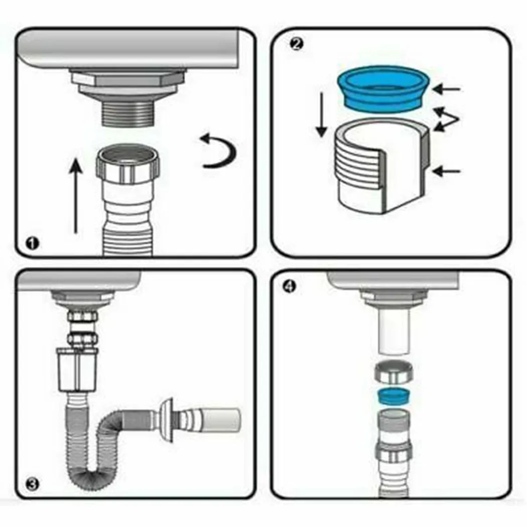 

S Type Waste Pipe Syphon White 36-80cm Basin Bathroom Durable Flexible