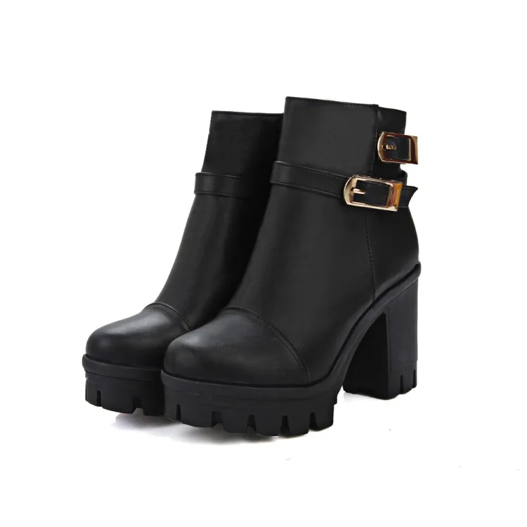 

Большие размеры, украшенные пряжками ботинки, женская обувь, женские ботинки, женская зимняя обувь