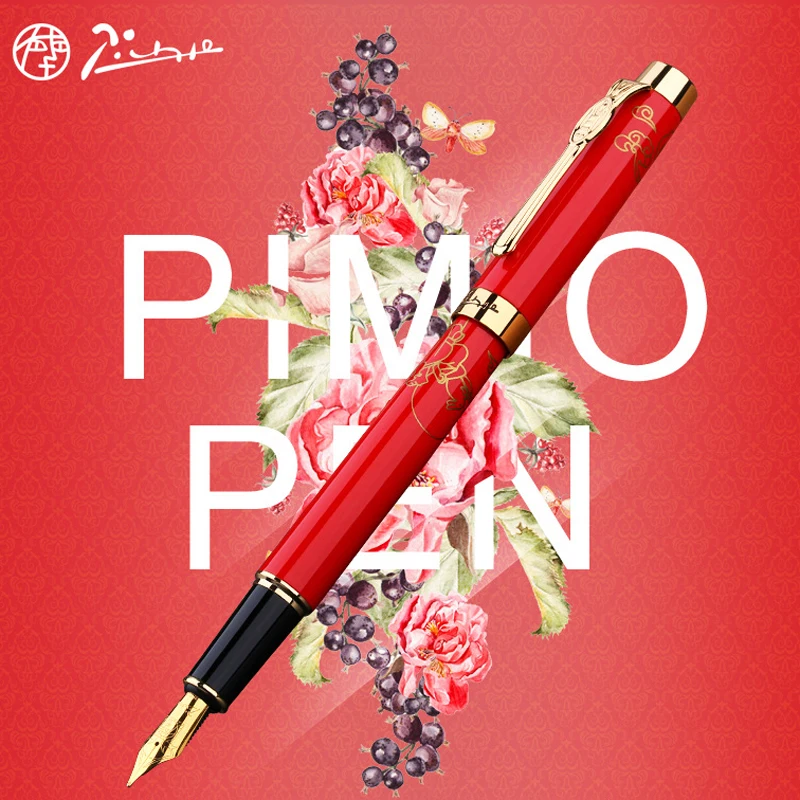 

Picasso 933 High Quality Pimio Avignon Fountain Pen Red Luxury Iridium Fine Nib Gift Box Optional Office & Home Supplies