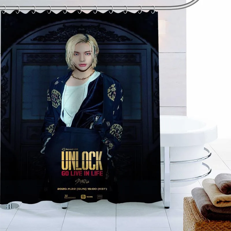 

Custom KPOP Hyunjin Shower Curtain Waterproof Mildew Proof Bath Curtain Polyester Fabric Bathroom Curtain 0622