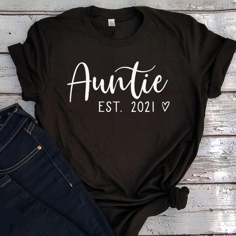 

Auntie Shirt Harajuku Auntie Established Shirts Announcement Gift for Aunt Women Clothes 2021 Pregnancy Announcement Tee XL