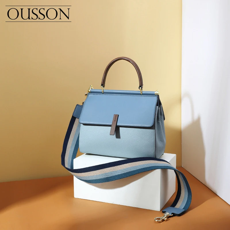 

OUSSON 2021 Leather Commuter Small Square One-Shoulder Crossbody Bags for Women INS Fashion Handle Tote Bags For Women