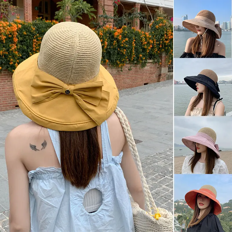 

Sun Hats Foldable Big Eaves Sunscreen Temperament Fisherman Hat for Women Spring and Summer A7