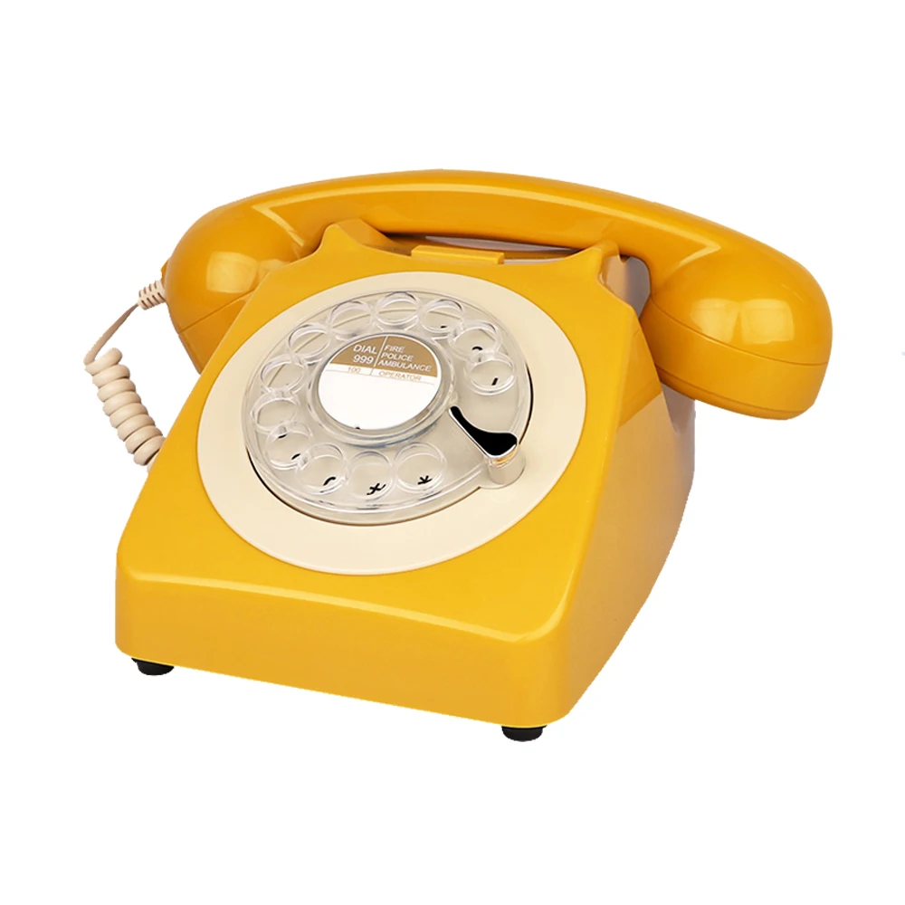corded retro landline phones yellow vintage rotary dial telephone antique telephones for home office shops and art decor gift free global shipping