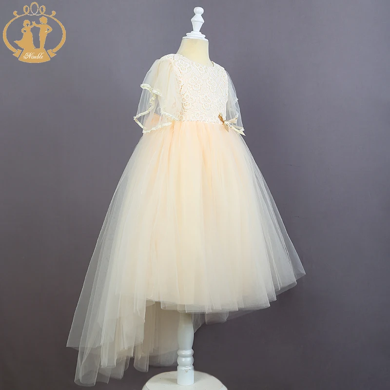 Nimble girls dress Long flower girl For Party And Wedding Princess Mesh Formal Ankle with Tail | Детская одежда и обувь