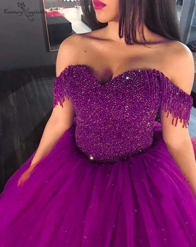 Бисером бордовые платья Quinceanera с открытыми плечами Пышное Бальное Платье сладкий 16 платье День рождения вечернее платье Vestidos De Quinceanera