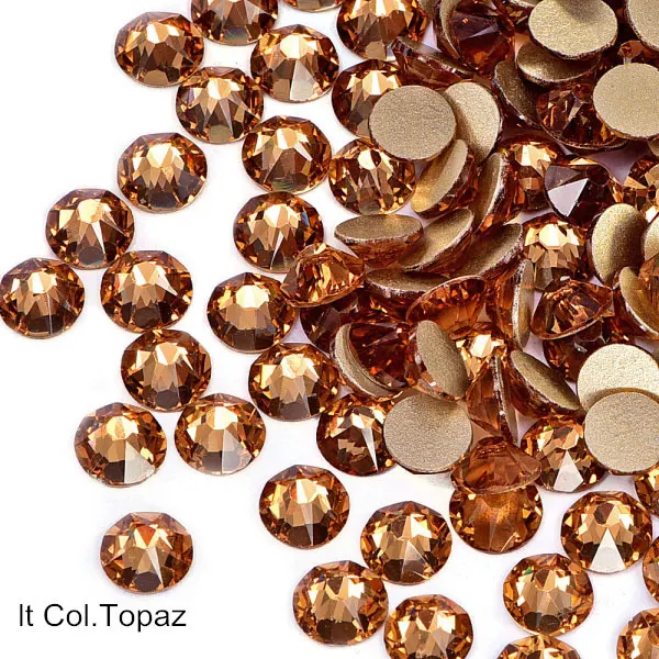 lt-col-topaz 1440 шт Новые популярные цвета 8 больших+ 8 маленьких 16 граней горный хрусталь Кристалл Flatback не горячей фиксации украшение для ногтей горный хрусталь B3638 - Цвет: lt-col-topaz
