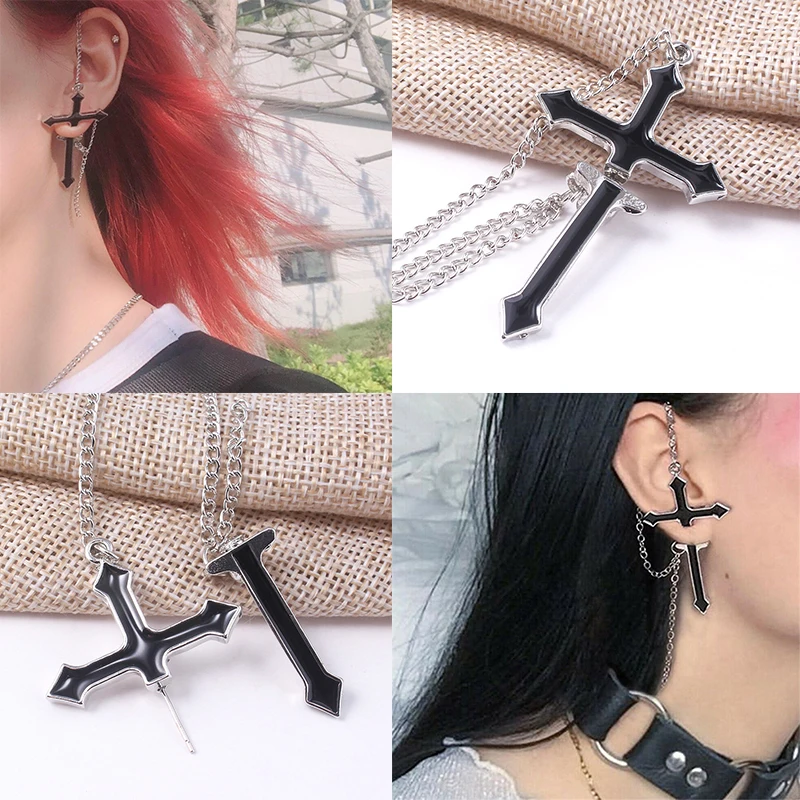 Эффектные корейские серьги кресты в стиле панк для женщин и мужчин модные