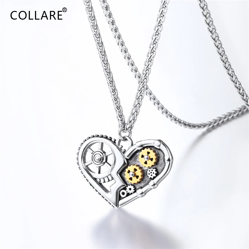 Ожерелье Collare в форме сердца стиле стимпанк мужское механическое ювелирное