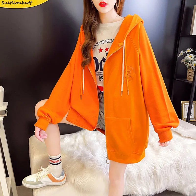 

Свитшот женский с капюшоном и длинным рукавом, на молнии