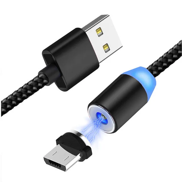 Черный Usb-кабель для зарядки samsung galaxy A10 A50 A6 J7 J3 Honor 8X 7A Oppo A7 F7 R11 Android 360 градусов Круглый Магнитный шнур зарядного устройства - Цвет: Черный