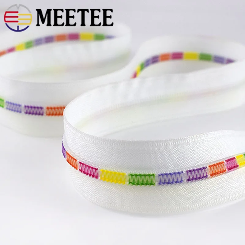 Meetee 2/5/10 метров 5 # белые Цветные Зубы катушки нейлоновые застежки молнии для шитья