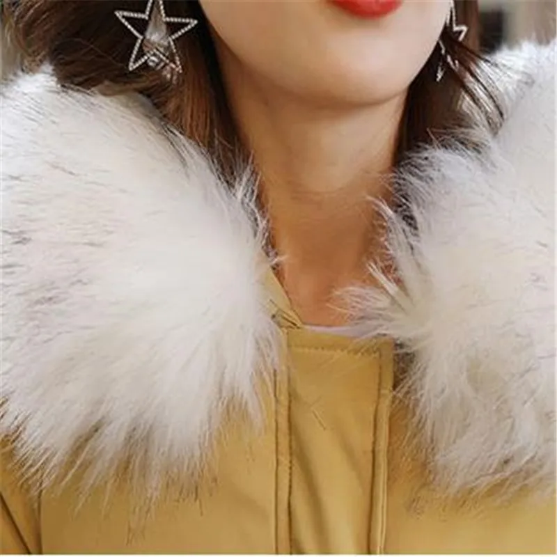 

Winter Women's Parkas Elegant 2019New Long Down Parkas Hooded Fur Colla Female Thick Winter Overcoat With Adjustable Waist H117