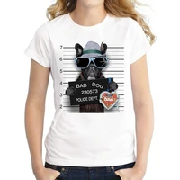 hot sale dog police dept design women t shirt french bulldog t shirt novelty short sleeve tee pug printed bad dog shirts xpl954