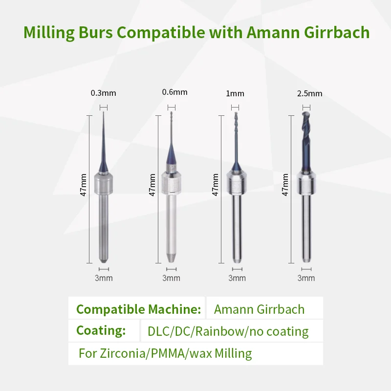 

Vsmile Cad Cam фрезерные боры, совместимые с системами Amann Girrbach AG PMMA Цирконий EMAX