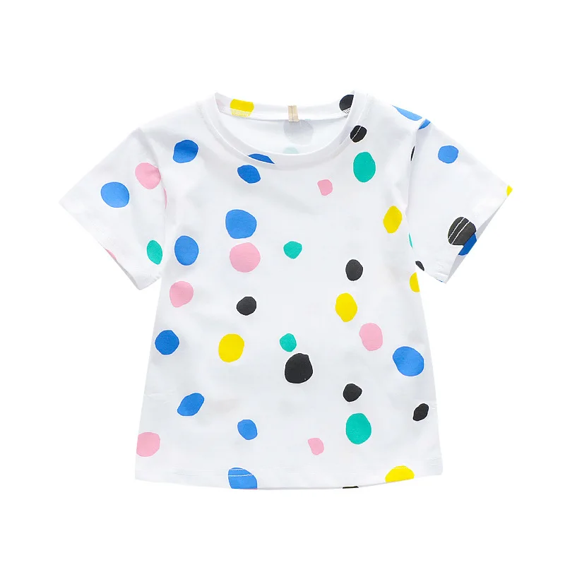 

Summer Teenage Big Girls White Dots T Shirt Kids Summer Clothes Tee Children Birthday Party Wear