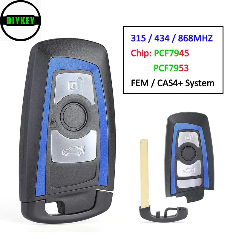 DIY ключ 315/434 МГц PCF7945 PCF7953 чип CAS4 +/FEM замена 3 кнопки дистанционный брелок для BMW 1 2 4 5