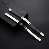 classic black and white strap bangles silicone bracelet stainless steel buckle fashion simple business mens wrist jew