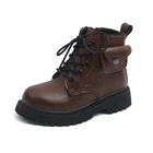 Новинка 2021, детские ботинки Martin для мальчиков и девочек, осенне-зимние теплые модные ботинки, детская мягкая кожаная подошва