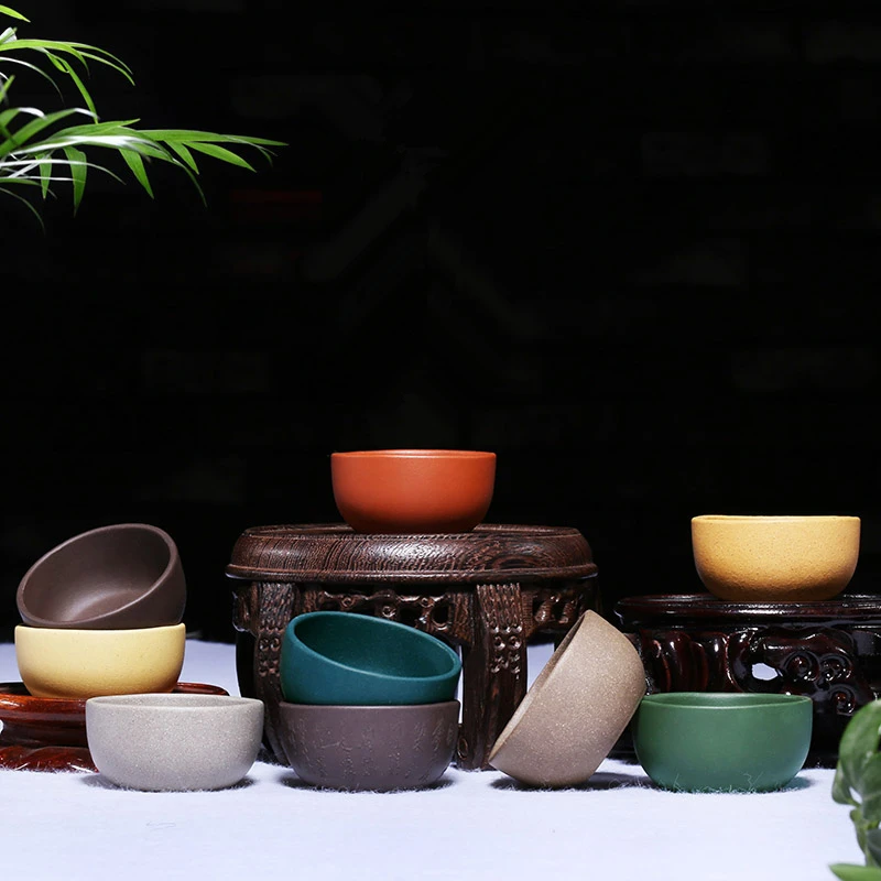

authentic yixing zisha tea cup 30ml small kungfu cup original ore purple grit duan / qingshui / green / purple clay China cups