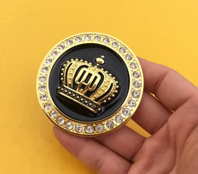 

47mm Gold Metal Crystal Crown Luxury VIP Emblem Auto Badge Motorcycle Decals Sticke Car Accessories