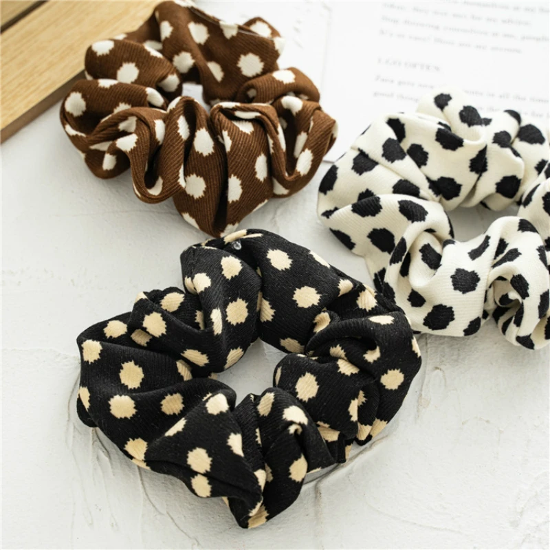 

2021 Headdress Dots Scrunchies for Women Elastic Hair Band Hair Rope Girls Ponytail Holders
