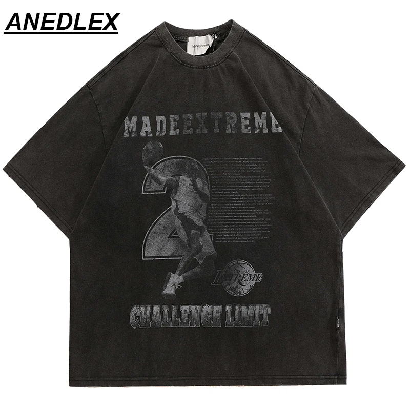 

Men Hip Hop Streetwear Harajuku Washed T-Shirt Basketball Star Letter Printed T Shirt Summer Short Sleeve Tshirt Cotton Tops Tee