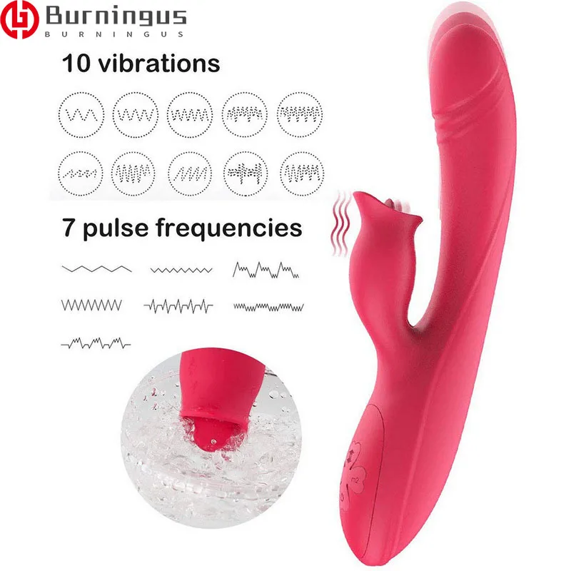 

7 Pulse Frequency Vibrador Tongue Licking Clitoris Massage Wand with 10 Speed Vibration Modes Massager for Women Clit Stimulator