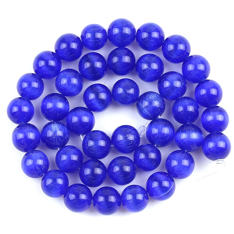 Темно-синий Кошачий глаз натуральный камень опал 4/6/8/10/12 мм стеклянные бусины для