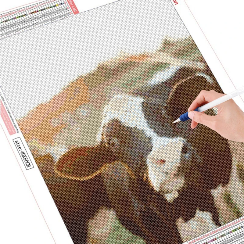 Cow DIY Full Round diamond paint Cartoon Diamond Embroidery Picture Wall Hanging Painting | Cross Stitch