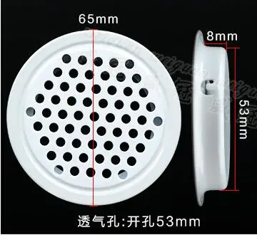 53mm white flat 10 шт./лот 30 мм/35 мм/40 мм/43 мм/65 мм из нержавеющей стали вентиляционное отверстие шкаф украшение шкафа респирадеро круглая вентиляционная система - Цвет: 53mm white flat
