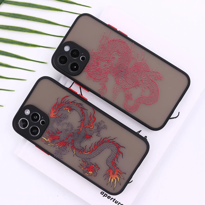 

Artistic Cool Domineering Dragon Phone Coque For iPhone 12 11 Pro Max Mini XS XR X 7 8P Matte Smartphone Cover Case