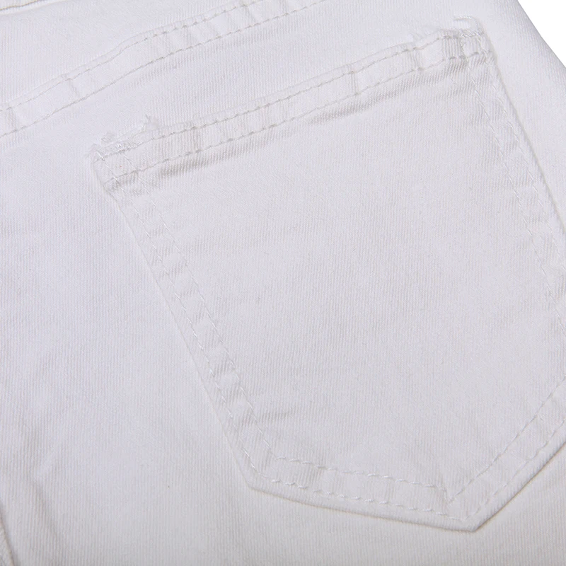 

GLO-STORY European Style White Ripped Hole Women Pencil Pants Skinny Jeans